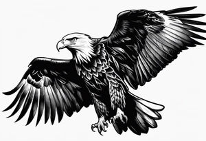 An eagle flying straight with wings out, no legs showing tattoo idea