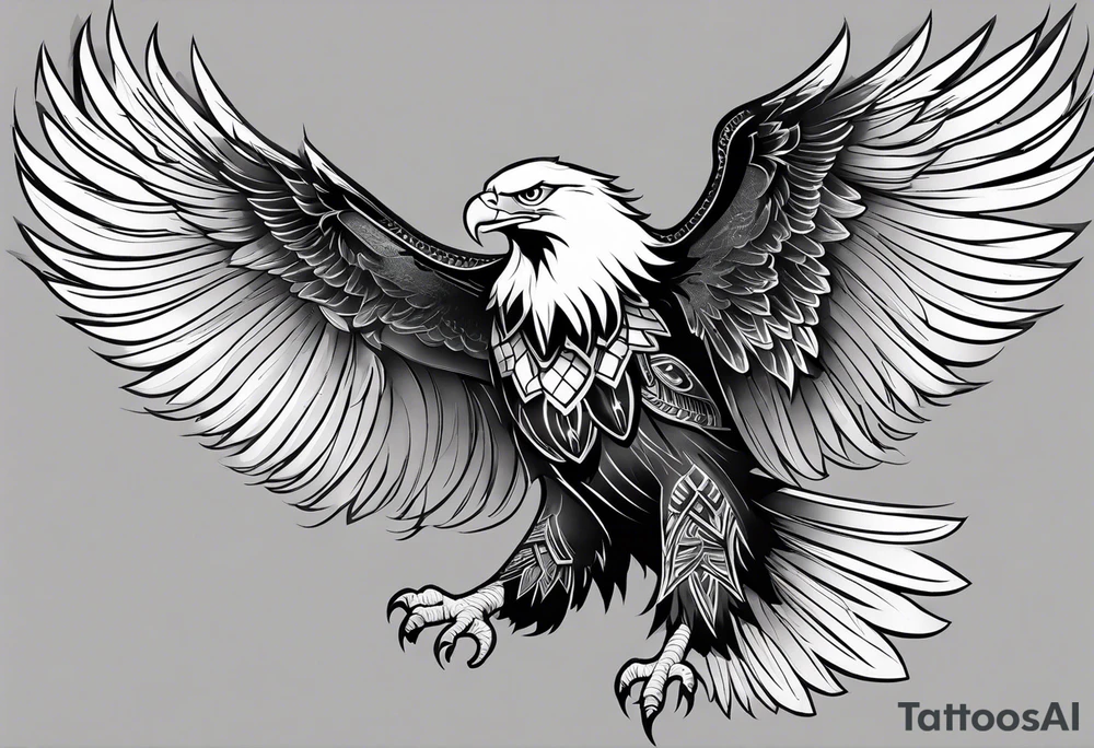 Arm sleeve eagles tattoo idea