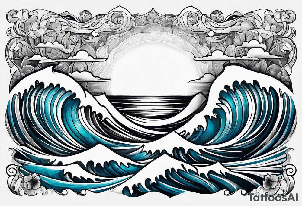 wave;  
"come what may"; outside forearm not an oval tattoo idea
