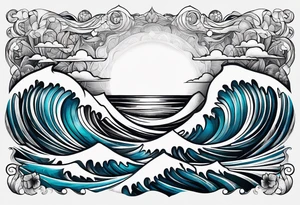 wave;  
"come what may"; outside forearm not an oval tattoo idea