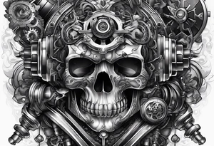 upper right arm
machine under skin exposed through cuts tattoo idea