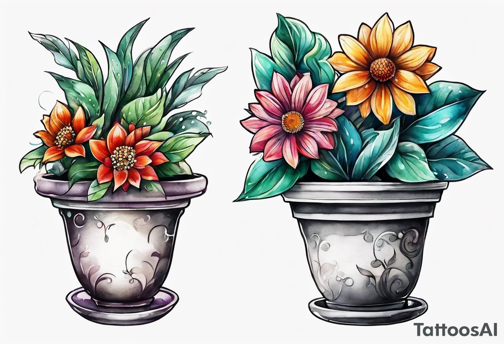I would like a small tattoo of a flowerpot that is empty with no plants in it. tattoo idea