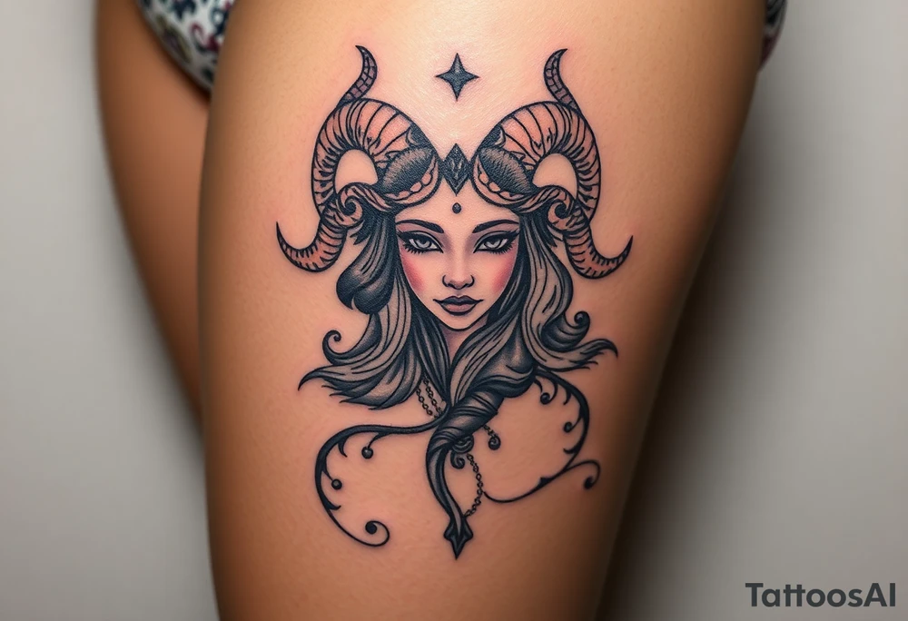 Aries goddess earthy chaos tattoo idea