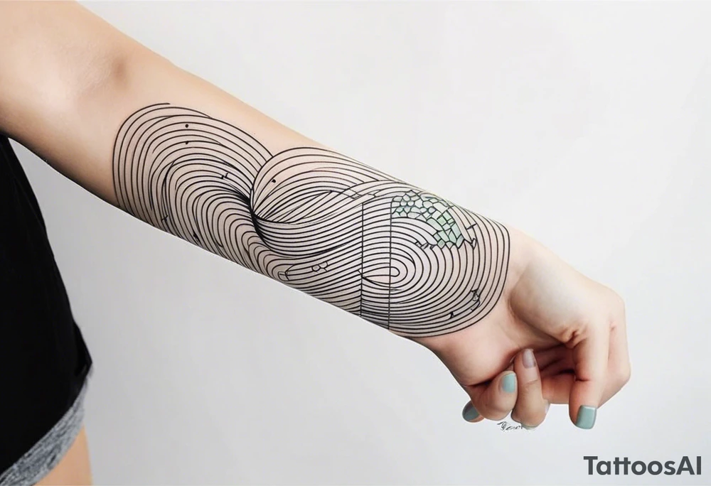 armband tattoo,horizontal with electric wave pattern tattoo idea