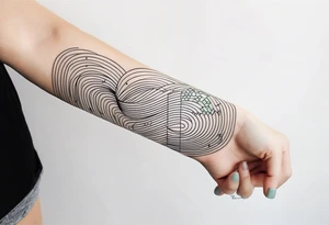armband tattoo,horizontal with electric wave pattern tattoo idea