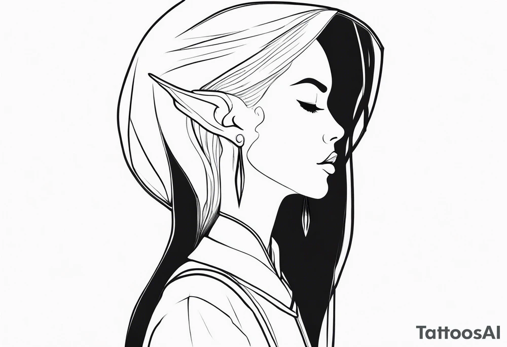 pointed ears elf faceless profile tattoo idea