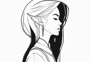 pointed ears elf faceless profile tattoo idea