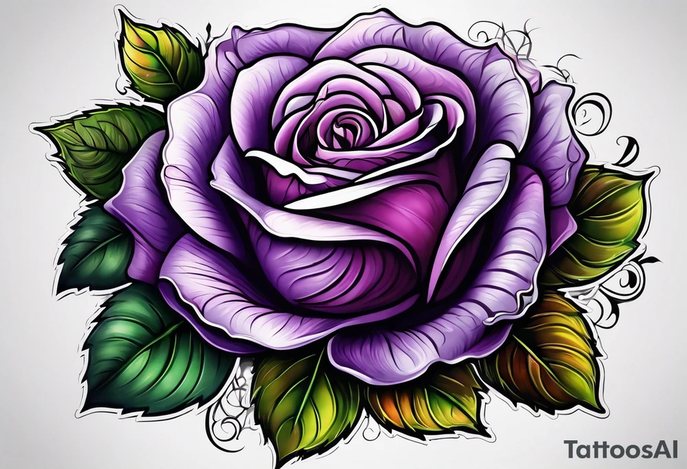 Purple rose tattoo idea