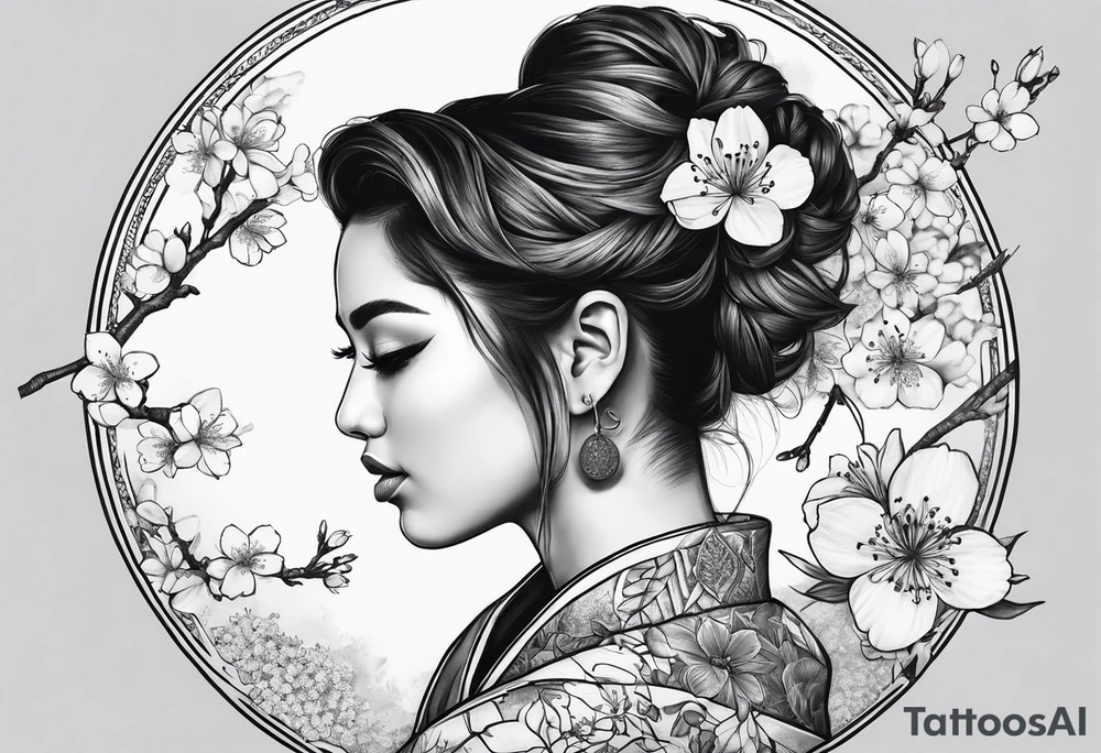 Samari with cherry blossoms tattoo idea