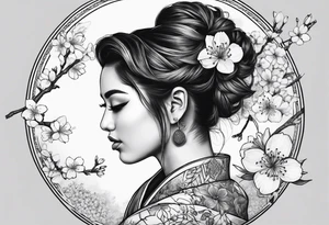 Samari with cherry blossoms tattoo idea