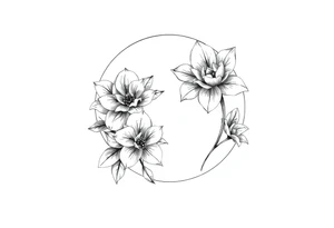 moon-shaped flowers tattoo idea