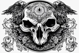 Raven skull tattoo idea