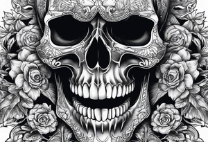 Skull teeth with cool oranemts around tattoo idea