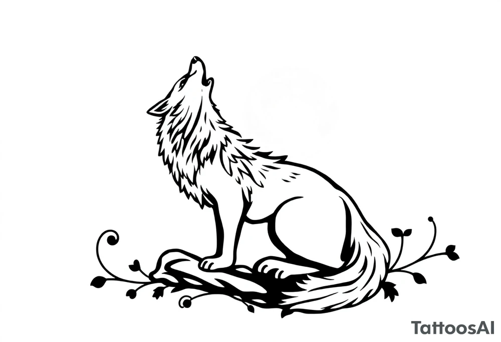 Wolf howling to the moon tattoo idea