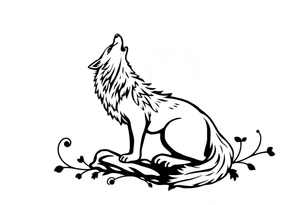 Wolf howling to the moon tattoo idea
