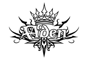 The name Aiden with a kings crown above the A tattoo idea