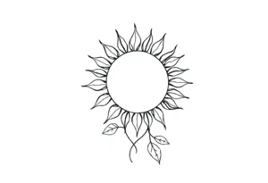 Sun with stem and leaves tattoo idea
