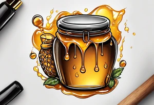 pot of honey with drips of honey spilling over tattoo idea