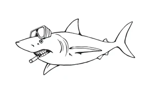 shark scuba diving tattoo idea