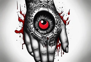 non tattoed human hand with a hole in it. There is blood dripping from the hole tattoo idea
