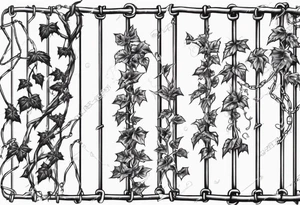 chain link fence with pointy ivy vines tattoo idea