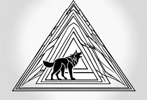 The valknut symbol with a wolf in the background who is howling upwards. tattoo idea