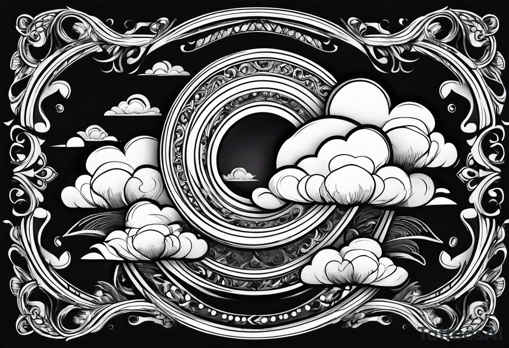 clouds swirl frame vignette tattoo idea