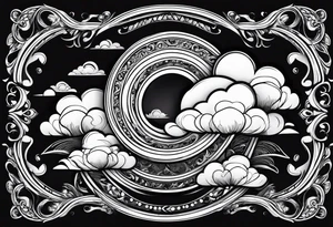 clouds swirl frame vignette tattoo idea