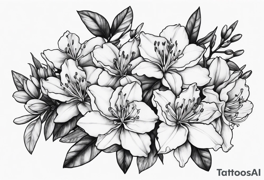 cluster of Azaleas on long branch tattoo idea
