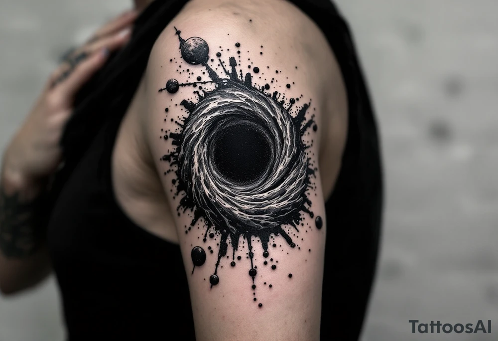 2 different worlds on both sides of a black hole tattoo idea