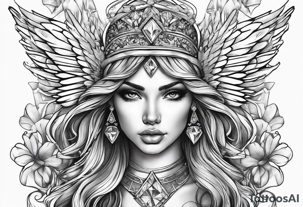 Diamond angel tattoo idea