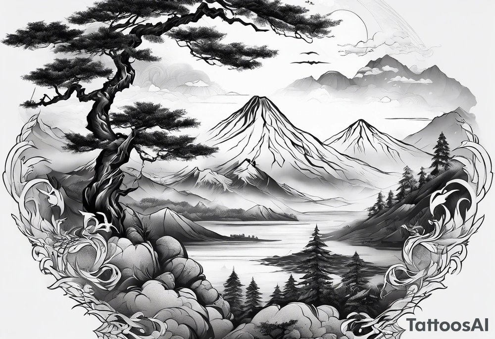雙狼在山上 tattoo idea