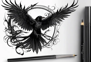 Crow and grim reaper sythe tattoo idea