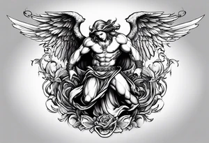 Angel and devil fighting back tattoo design tattoo idea