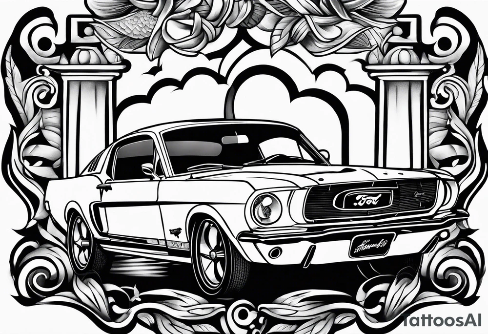 Bowling and ford mustang fox body tattoo idea