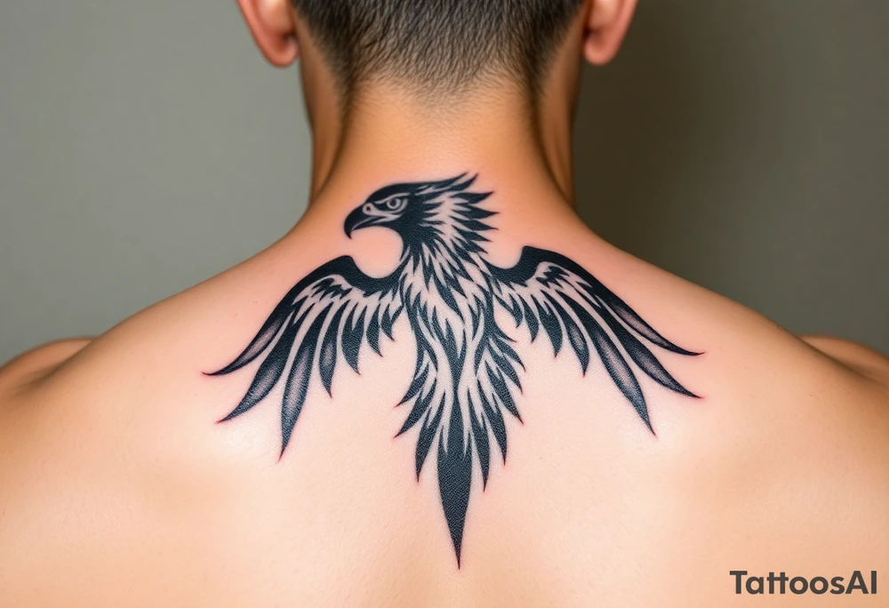 tribal hawk silhouette tattoo idea