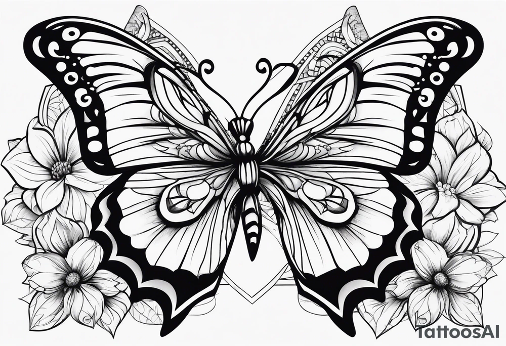 Butterfly flower tattoo idea