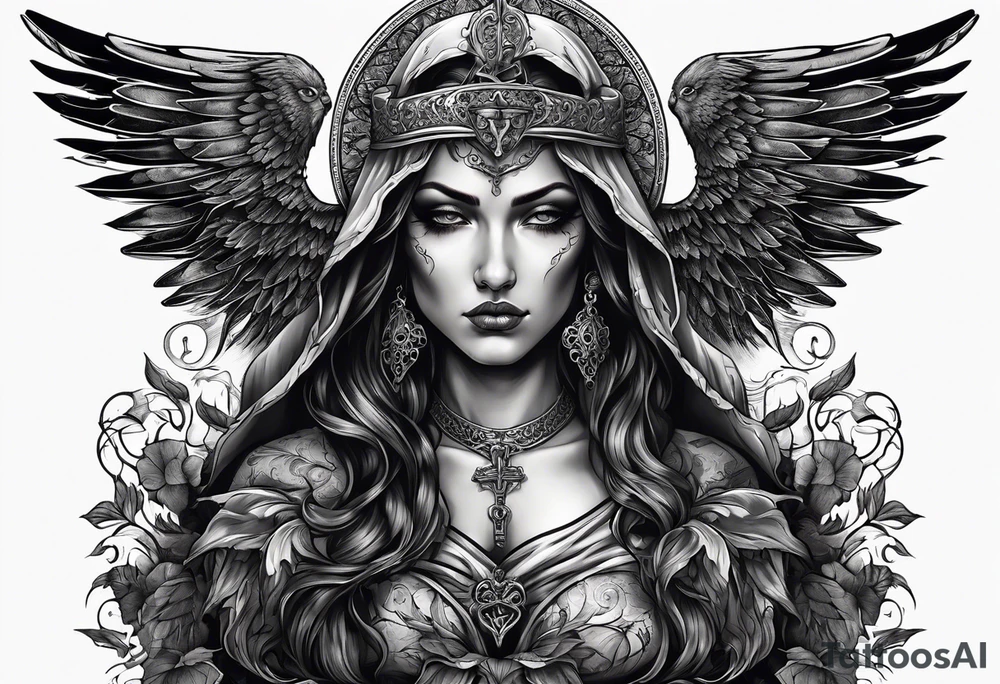 portrait of the biblical angel of death tattoo idea