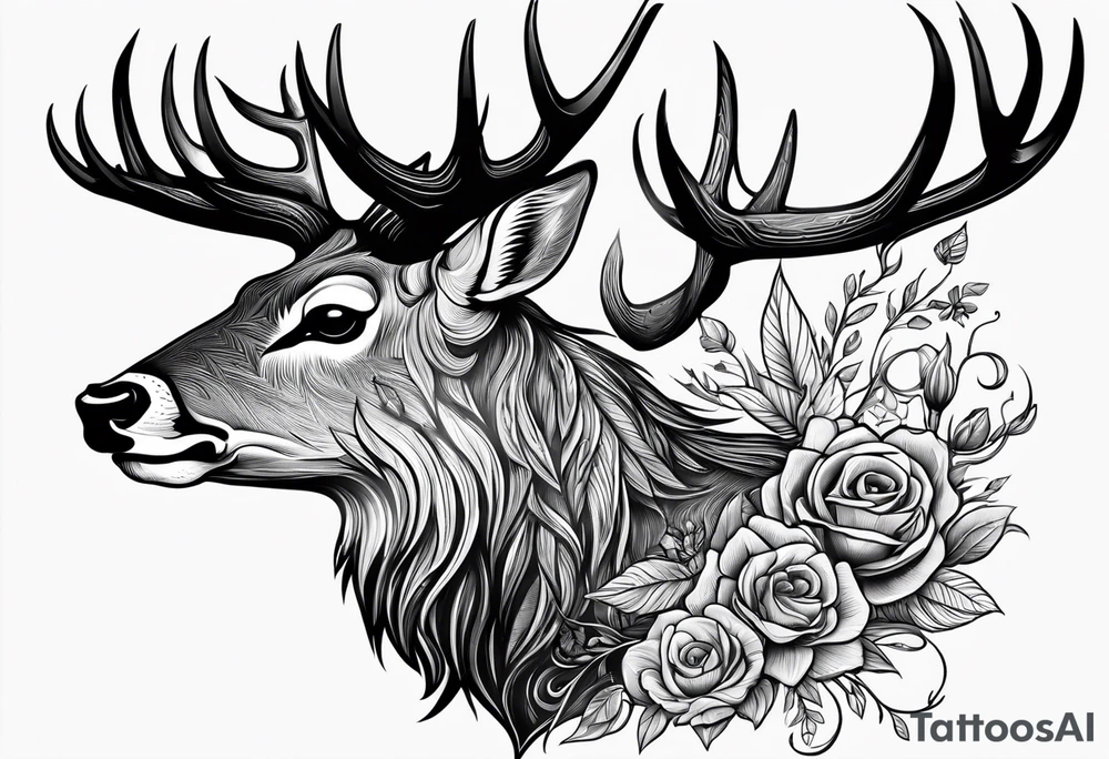 A deer showing fangs tattoo idea