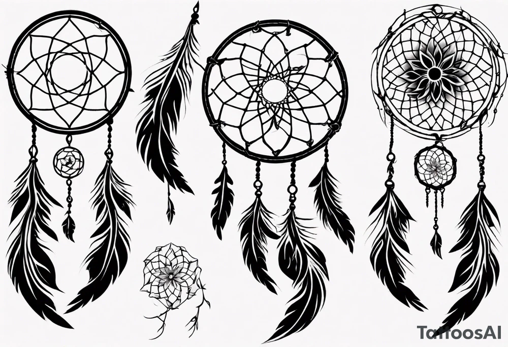 Phoenix floral dream catcher tattoo idea