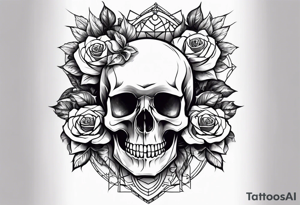 skull and roses tattoo idea