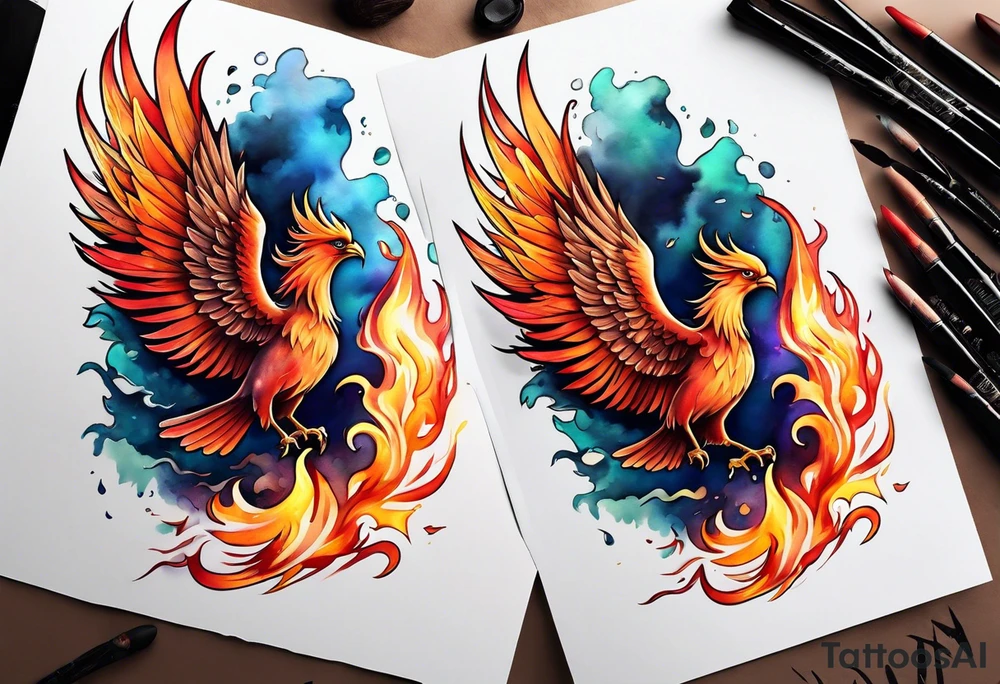 Phoenix rising from the ashes tattoo idea