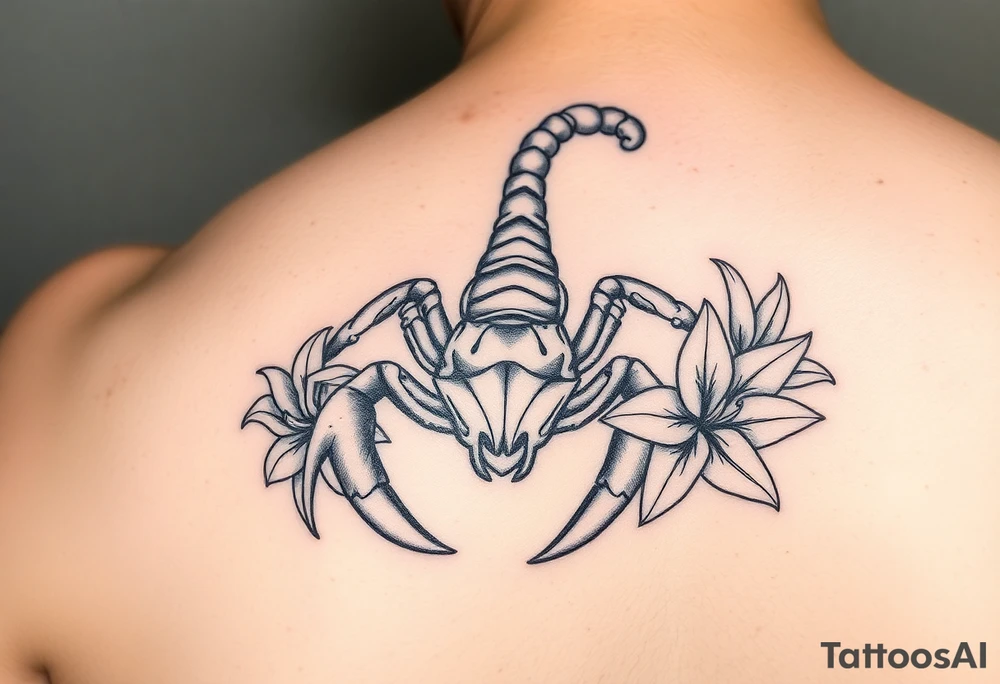 A scorpion with lilys tattoo idea