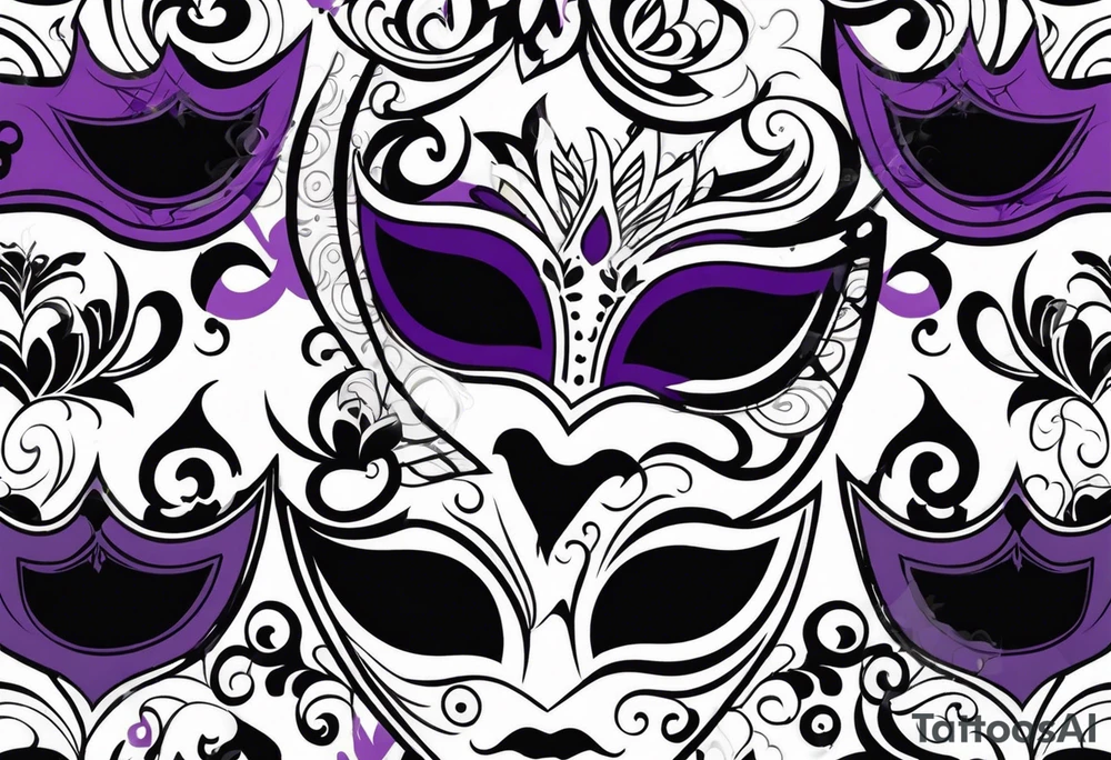 Unhappy Masquerade mask that is purple and black tattoo idea