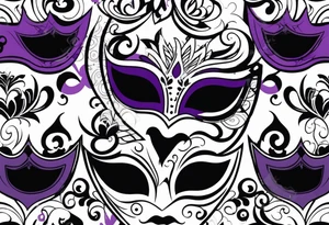 Unhappy Masquerade mask that is purple and black tattoo idea