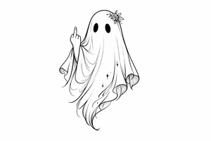 Girly ghost with middle finger sticking up tattoo idea