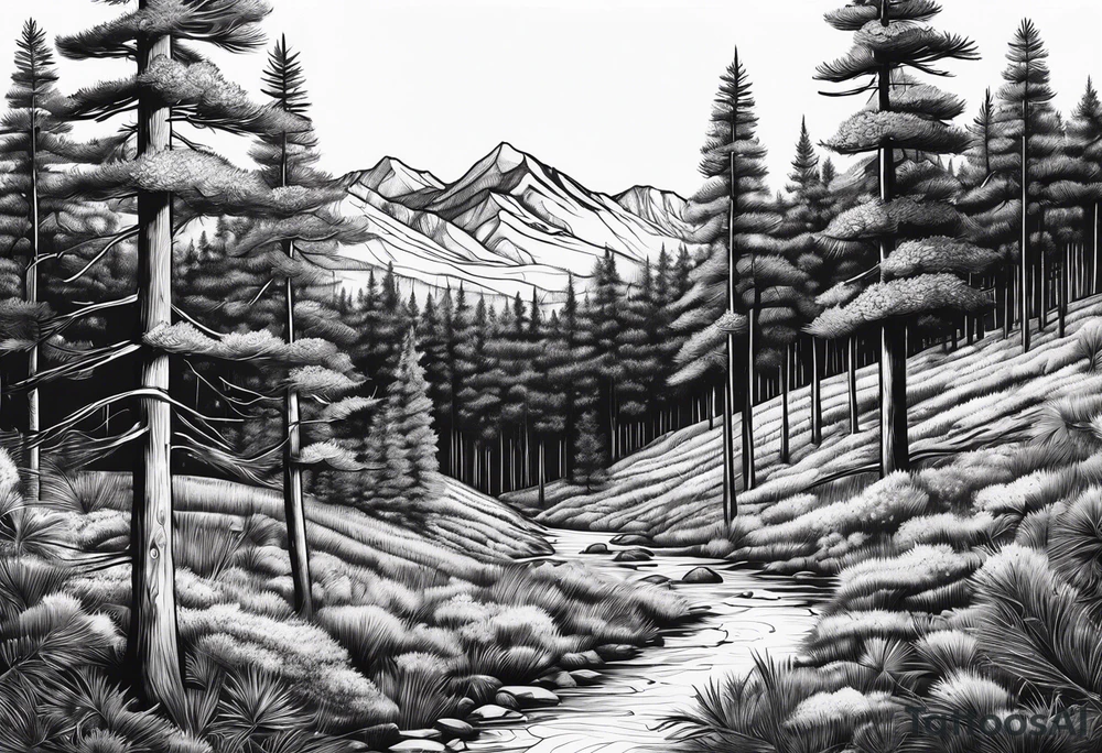 Pine Forest No Mountains tattoo idea