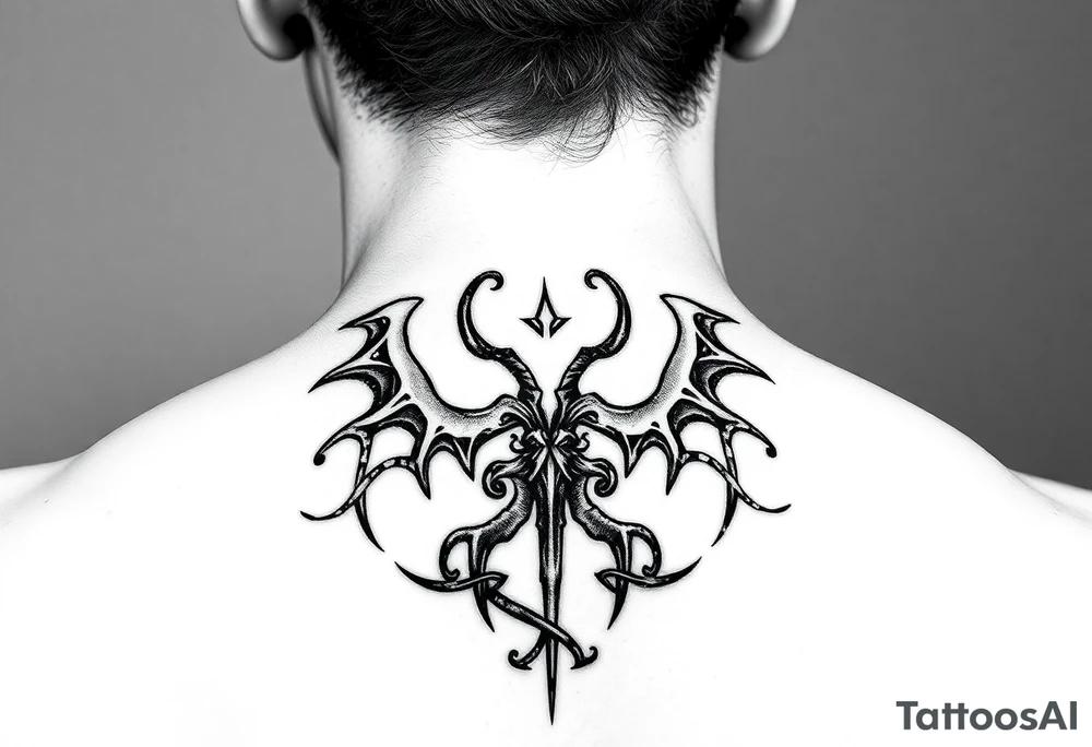 A simple tramp stamp that says Property of Chrys Hecate tattoo idea