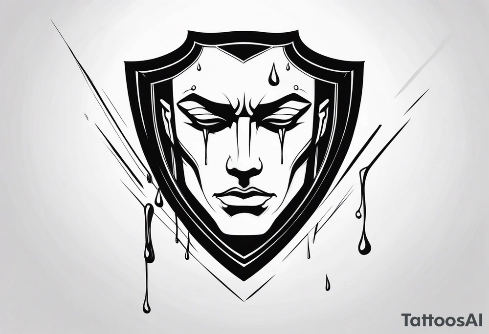 Tears bouncing off person male shield tattoo idea