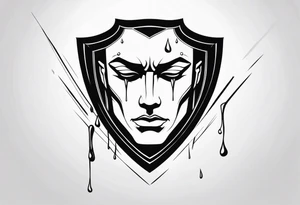 Tears bouncing off person male shield tattoo idea